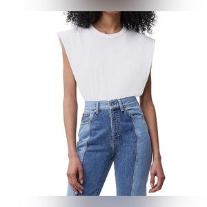 EUC - FRENCH CONNECTION SHOULDER PAD JERSEY TEE - MEDIUM